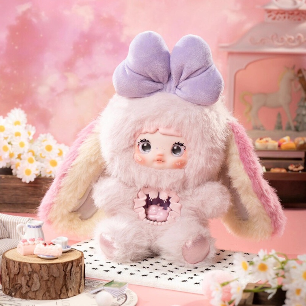 Plush Bunny Doll with Purple Bow